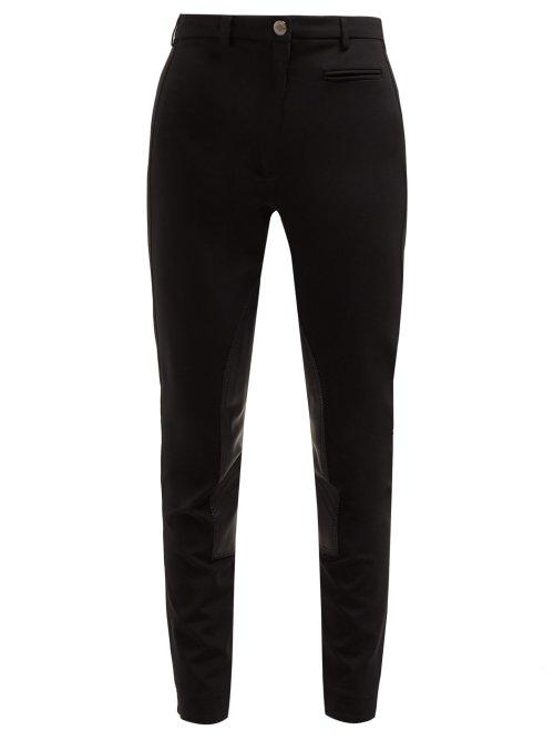 Matchesfashion.com Burberry - Lambskin Panel Stretch Crepe Trousers - Womens - Black
