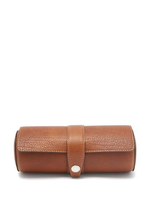 Mens Accessories Brunello Cucinelli - Grained-leather Rolled Watch Case - Mens - Brown