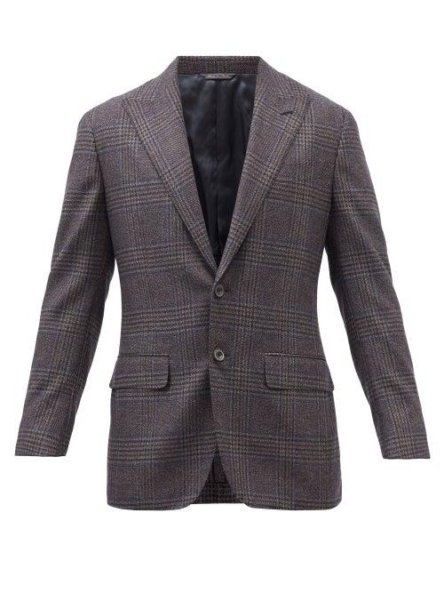 Thom Sweeney - Prince Of Wales-check Wool-blend Jacket - Mens - Brown Multi