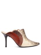 Matchesfashion.com Chlo - Lauren Watersnake Print Leather Mules - Womens - Brown Multi