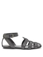 Matchesfashion.com Saint Laurent - Oak Studded Flat Leather Sandals - Womens - Black Silver