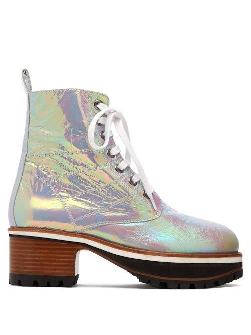Matchesfashion.com Sies Marjan - Jessa Iridescent Leather Ankle Boots - Womens - Multi
