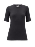 Matchesfashion.com Brunello Cucinelli - Ribbed Cotton-blend T-shirt - Womens - Dark Grey