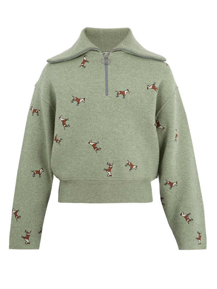 Acne Studios Nicolai Dog-embroidered Wool-blend Sweater