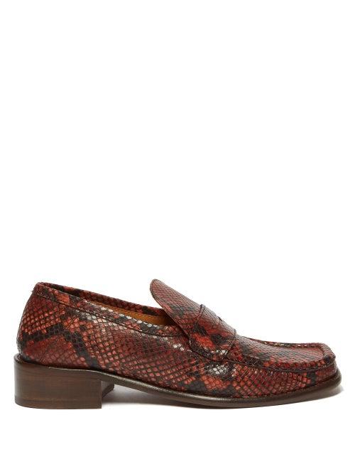 Matchesfashion.com By Far - Britney Python Effect Leather Loafers - Womens - Python