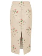 Matchesfashion.com Brock Collection - Floral Jacquard Front Slit Satin Skirt - Womens - Pink Multi