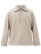 Matchesfashion.com Jacquemus - Logo-embroidered Zipped Cotton-jersey Sweatshirt - Mens - Light Brown