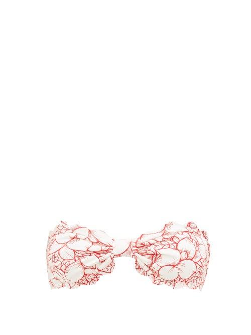 Matchesfashion.com Marysia - Antibes Scallop-edged Bandeau Bikini Top - Womens - Red Print