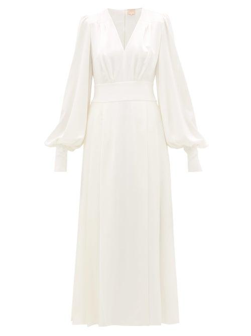 Matchesfashion.com Roksanda - Teruko Balloon-sleeve Silk-charmeuse Dress - Womens - Ivory