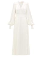 Matchesfashion.com Roksanda - Teruko Balloon-sleeve Silk-charmeuse Dress - Womens - Ivory
