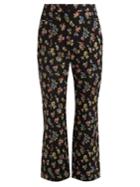 Erdem Valary Floral-jacquard Cropped Trousers