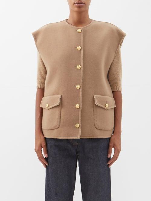 Gucci - Reversible Gg-jacquard Wool-blend Gilet - Womens - Camel