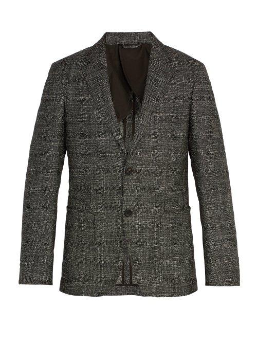Matchesfashion.com Ermenegildo Zegna - Single Breasted Checked Wool Blend Blazer - Mens - Grey