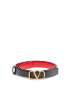Matchesfashion.com Valentino - V Logo Reversible Leather Belt - Womens - Black