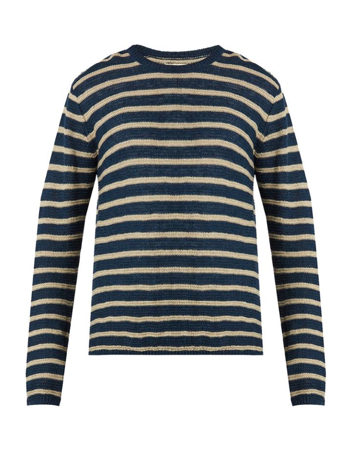 Oliver Spencer Seymour Striped Linen And Cotton-blend Sweater
