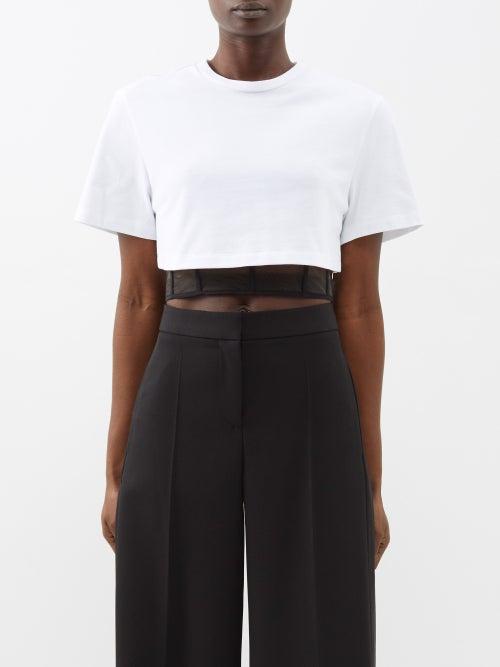 Alexander Mcqueen - Cropped Cotton-jersey T-shirt - Womens - White