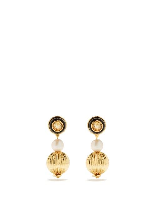 Lizzie Fortunato - Pearl & 18kt Gold-plated Drop Earrings - Womens - Gold Multi
