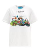 Matchesfashion.com Gucci - X Disney Donald Duck-embroidered Cotton T-shirt - Womens - Ivory Multi