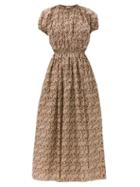 Matchesfashion.com Matteau - Gathered Cotton-poplin Maxi Dress - Womens - Brown Print