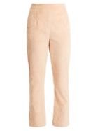 Matchesfashion.com Isa Arfen - Slim Leg Crushed Velvet Cotton Blend Trousers - Womens - Light Pink