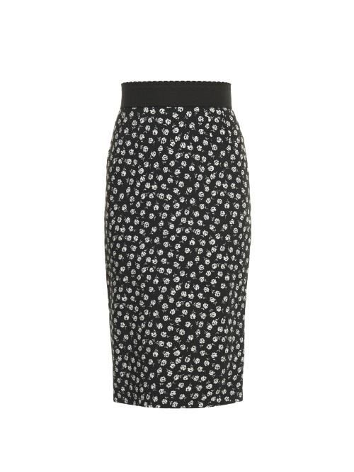 Dolce & Gabbana Micro Rose-print Cady Pencil Skirt