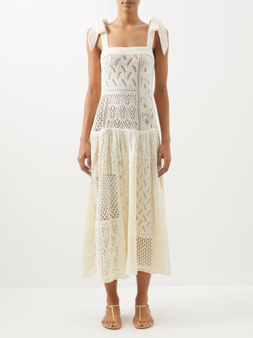 Zimmermann - Anneke Patchwork Knit Dress - Womens - Cream