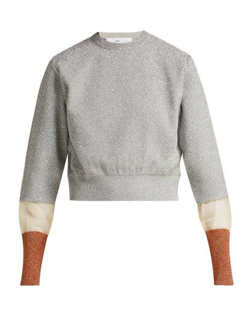 Matchesfashion.com Toga - Metallic Striped Cuff Knit Sweater - Womens - Silver