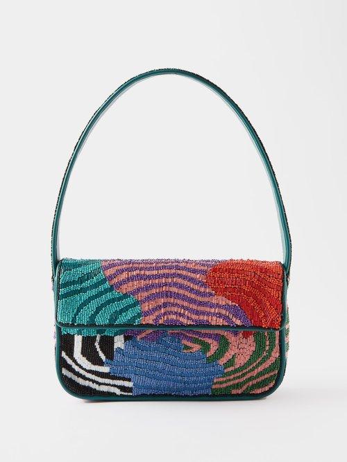 Staud - Tommy Beaded Faux-leather Shoulder Bag - Womens - Multi