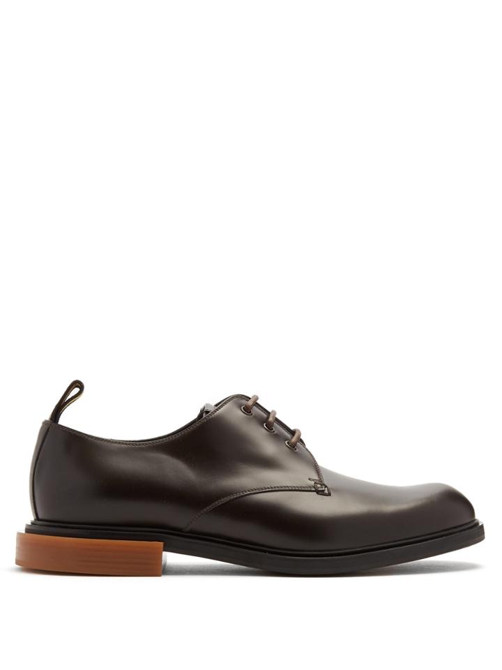 Fendi Round-toe Leather Derby Shoes