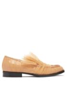 Matchesfashion.com Midnight 00 - Tulle-covered Leather Loafers - Womens - Nude