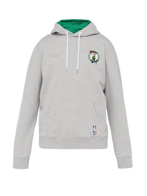 Matchesfashion.com Marcelo Burlon - Boston Celtics Appliqu Cotton Hooded Sweatshirt - Mens - Light Grey