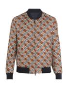 Fendi Logo Damier-print Reversible Silk Bomber Jacket