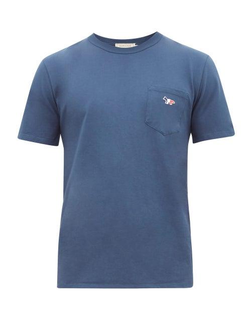 Matchesfashion.com Maison Kitsun - Fox Patch Cotton T Shirt - Mens - Mid Blue