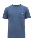 Matchesfashion.com Maison Kitsun - Fox Patch Cotton T Shirt - Mens - Mid Blue
