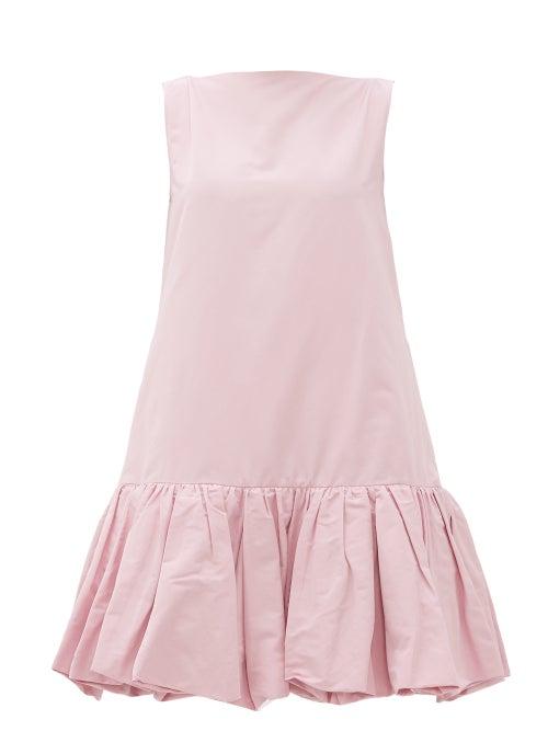 Matchesfashion.com Valentino - Gathered-hem Cotton-blend Faille Mini Dress - Womens - Light Pink