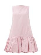 Matchesfashion.com Valentino - Gathered-hem Cotton-blend Faille Mini Dress - Womens - Light Pink