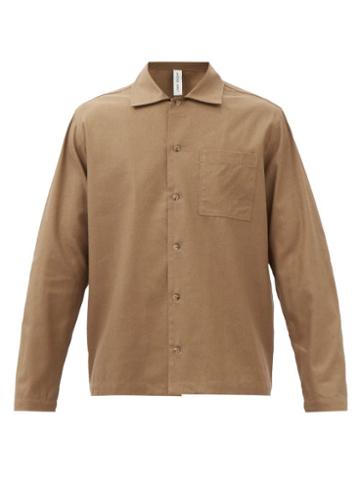 Another Aspect - Chest-pocket Raw-silk Shirt - Mens - Khaki