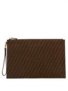 Ladies Bags Fendi - Large Ff-print Suede Pouch - Womens - Brown Multi