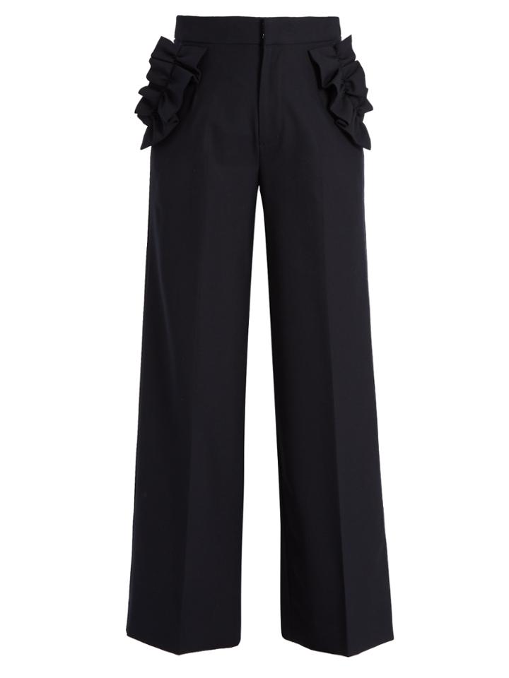 Muveil Ruffle-trimmed High-rise Trousers