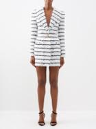 Balmain - Striped Tweed Blazer - Womens - Black White
