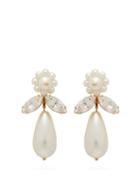 Matchesfashion.com Simone Rocha - Crystal And Faux-pearl Drop Earrings - Womens - Pearl