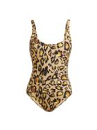 Matchesfashion.com On The Island - Leopard Print Scoop Neck Swimsuit - Womens - Leopard