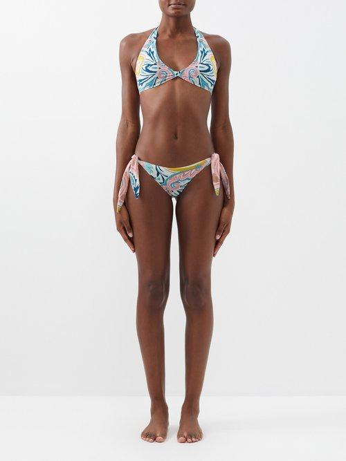 Etro - Paisley-print Halterneck Bikini - Womens - Blue Multi