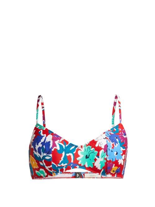 Matchesfashion.com Araks - Elsa Floral Print Bikini Top - Womens - Red Multi