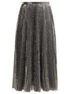 Matchesfashion.com Msgm - Sequinned Pleated Midi Skirt - Womens - Silver