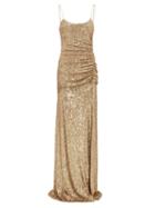 Matchesfashion.com Dundas - Gathered Sequin-embellished Gown - Womens - Gold