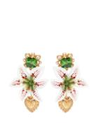 Matchesfashion.com Dolce & Gabbana - Crystal Embellished Lily Clip Earrings - Womens - Gold