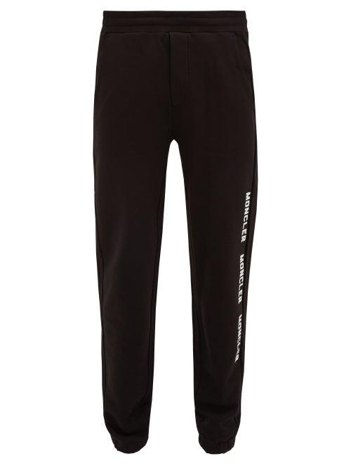 Matchesfashion.com Moncler - Logo Print Cotton Jersey Track Pants - Mens - Black