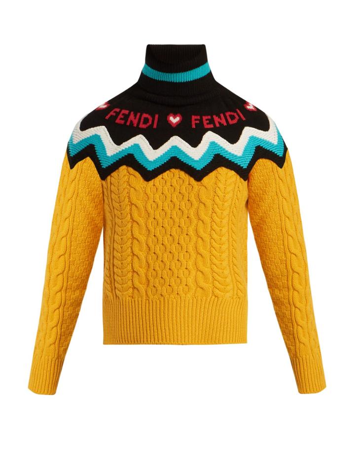 Fendi Roll-neck Wool-blend Sweater