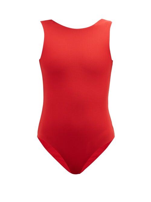 Matchesfashion.com Albus Lumen - High Neck Low Back Technical Piqu Swimsuit - Womens - Red